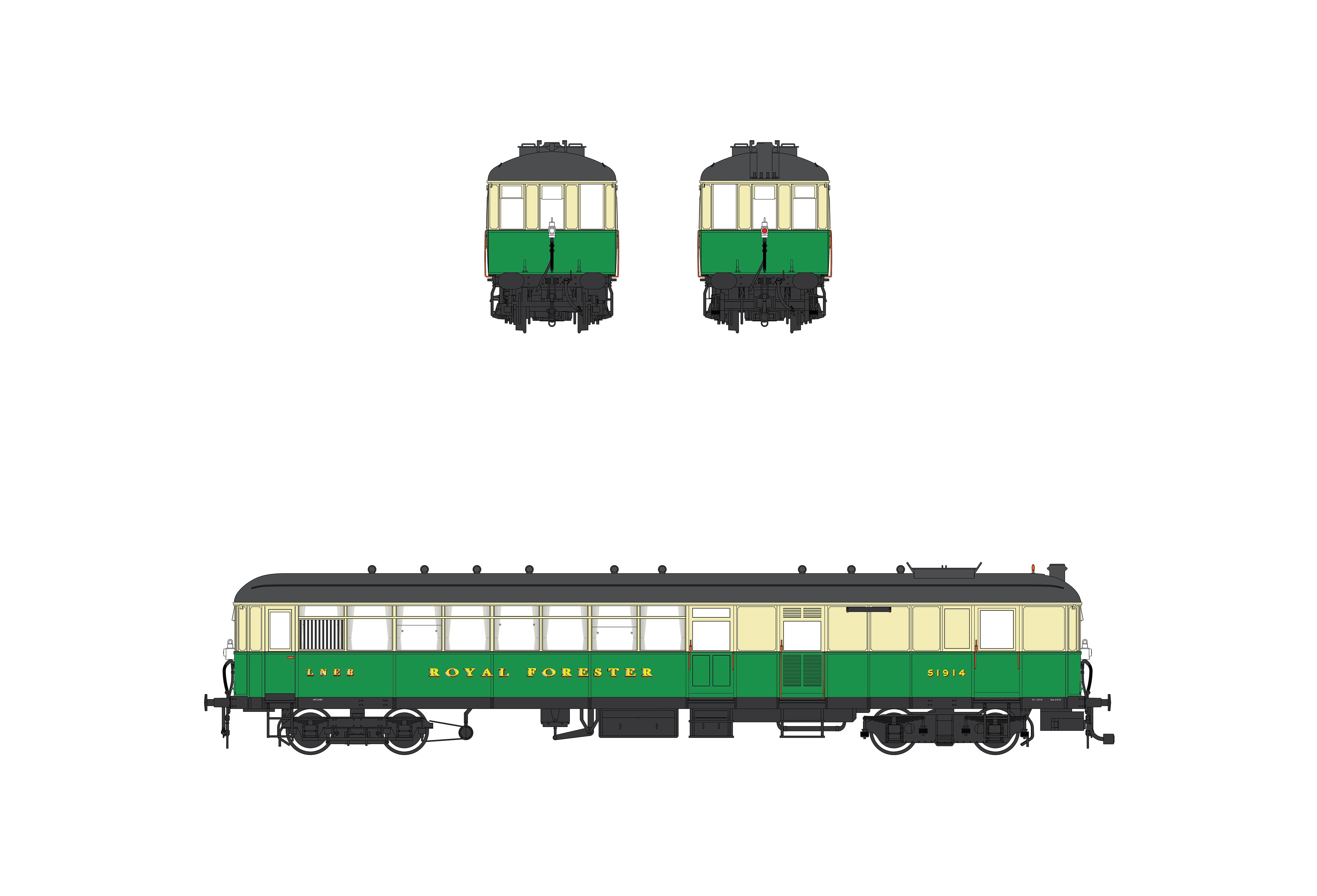 Sentinel Railcar - LNER Green/Cream - 51914 ROYAL FORESTER