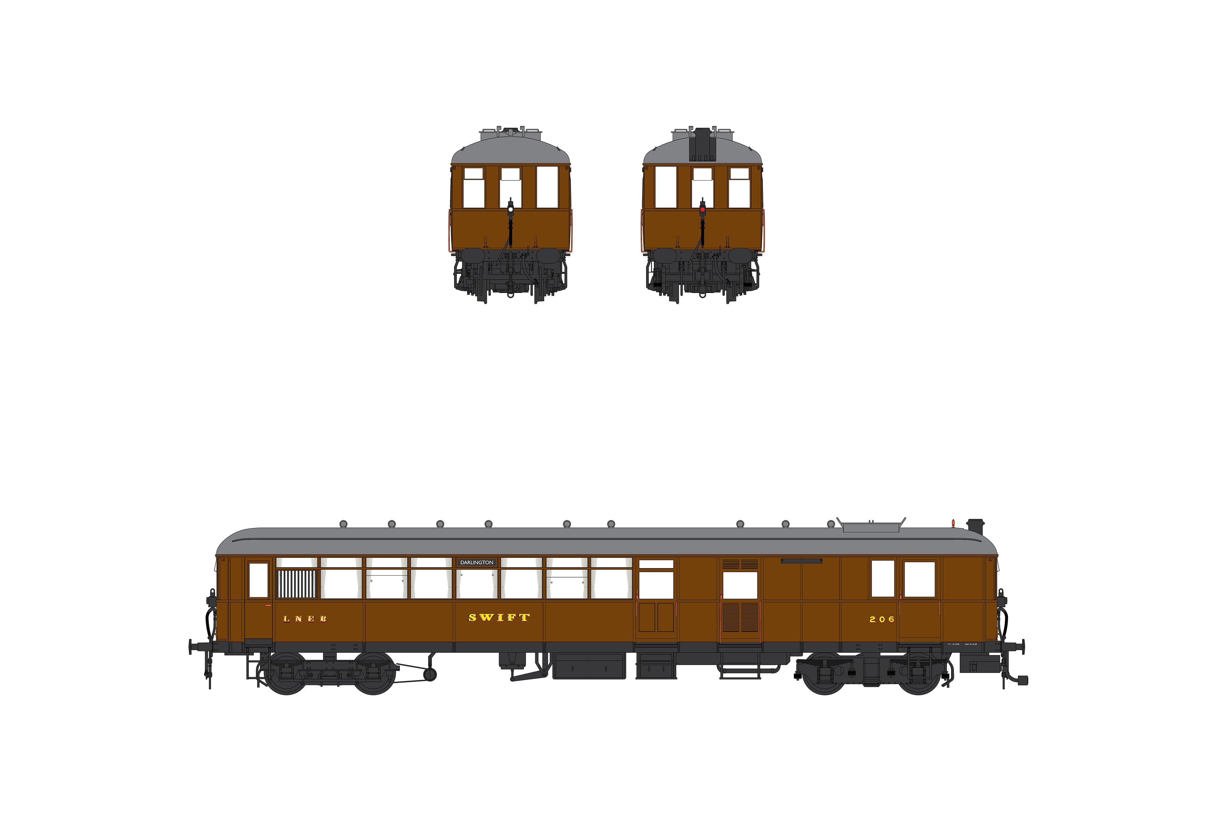 Sentinel Railcar - LNER Wartime Brown - 2231 SWIFT - DCC Sound Fitted
